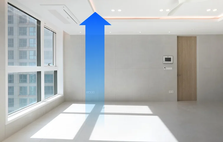천장·벽면·바닥 순으로 시선을 옮기며 점검하는 사전점검 수직 점검 방법