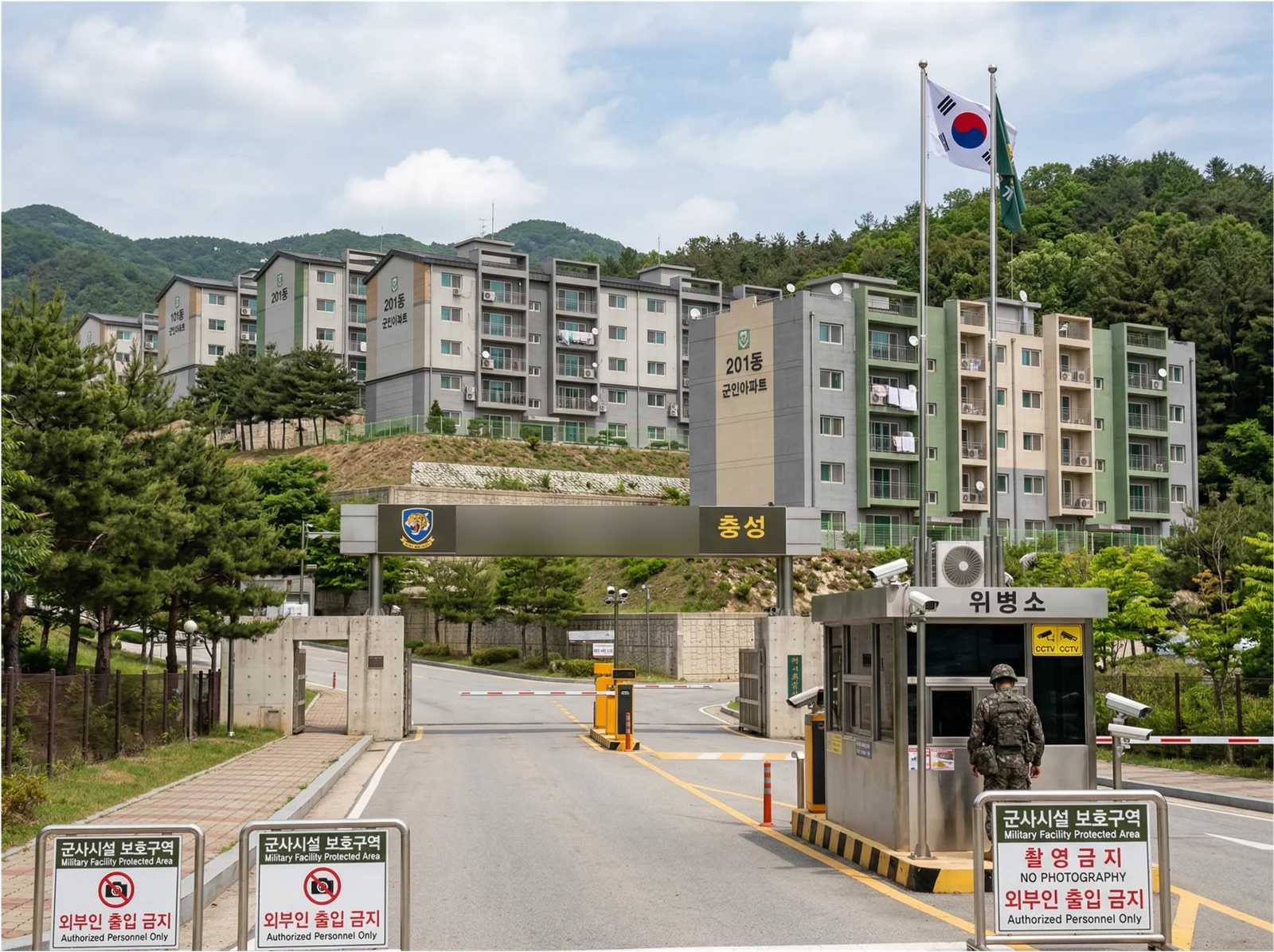 노후도와 방호 벽체 상태를 점검하는 관사 및 군사시설 건물